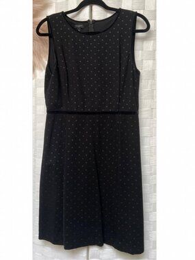Talbots Black Polka Dot Velvet Accent Sleeveless Knee Length Dress Size 10P